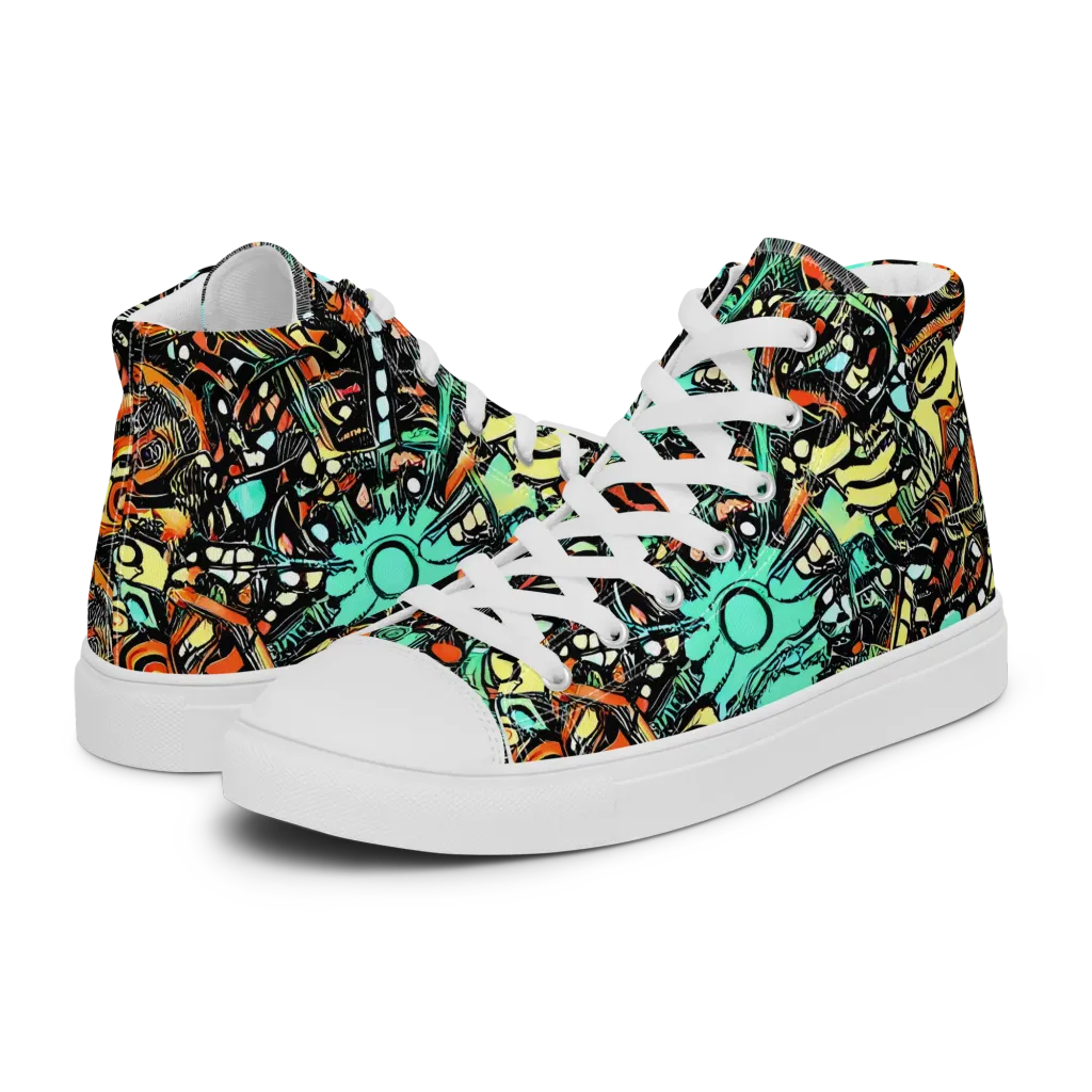 Neon Rumble on Women's High Top Canvas Shoes — Left