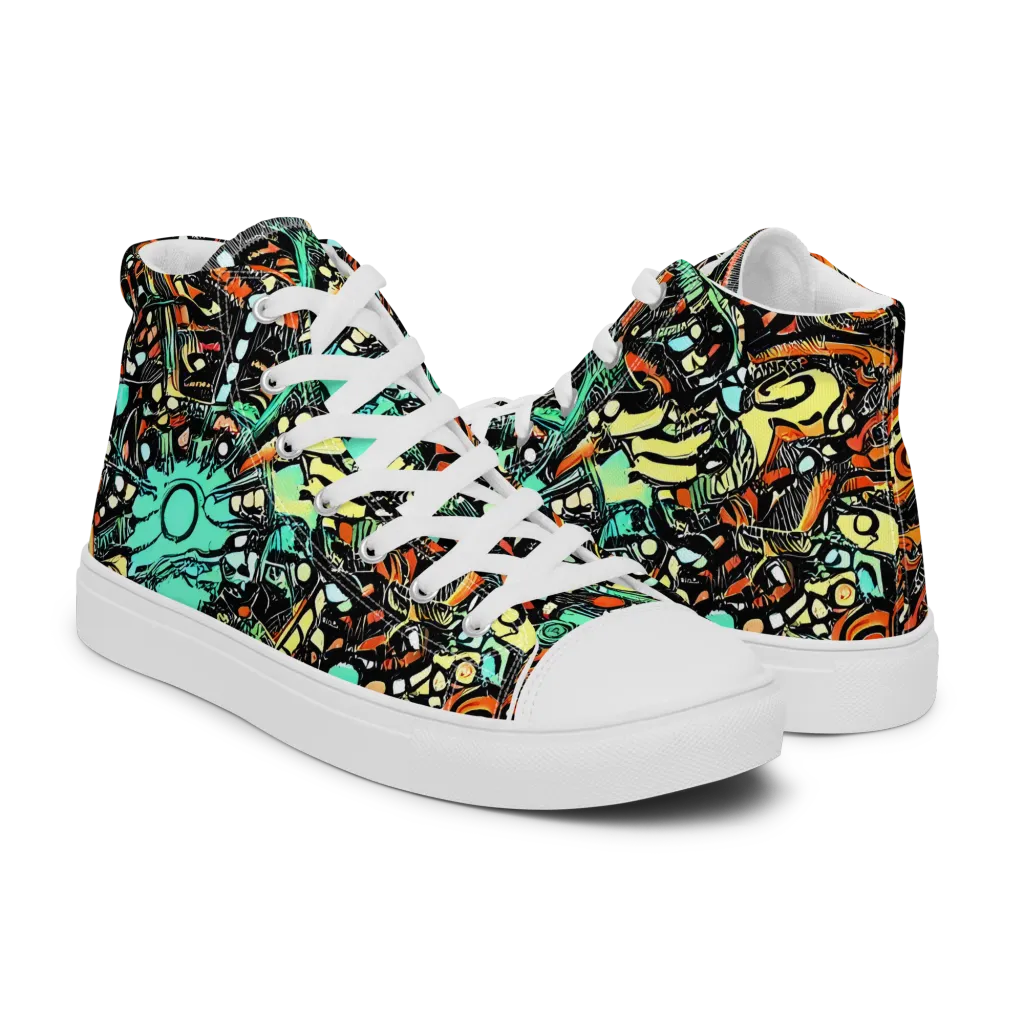 Neon Rumble on Women's High Top Canvas Shoes — Right