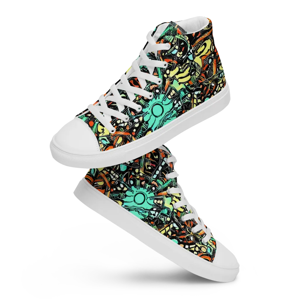 Neon Rumble on Women's High Top Canvas Shoes — Front