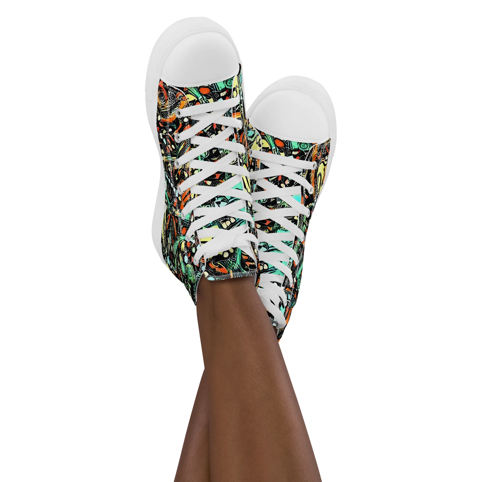 Neon Rumble on Women's High Top Canvas Shoes — Front