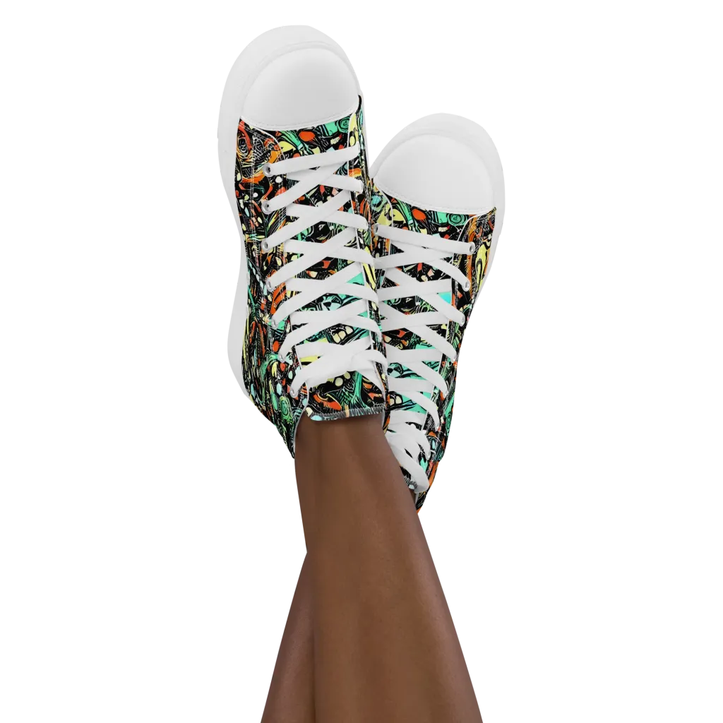 Neon Rumble on Women's High Top Canvas Shoes — Front