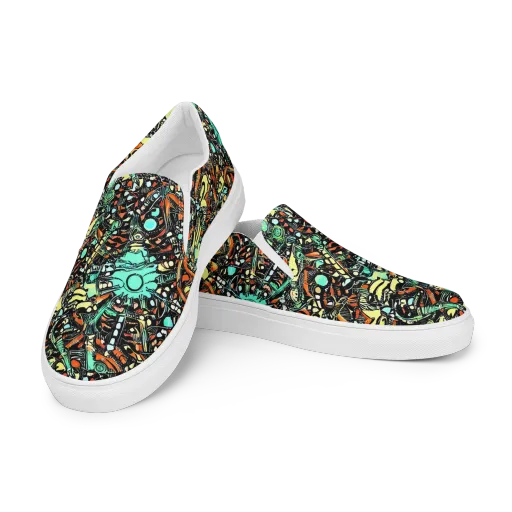 Neon Rumble on a Men's Slip-On Canvas Shoes