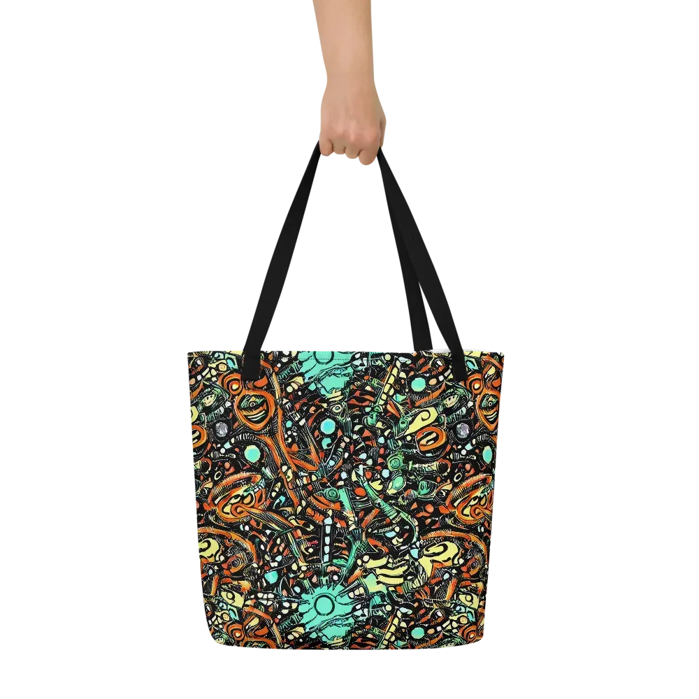 Neon Rumble on Large Tote Bag W/ Pocket — Front