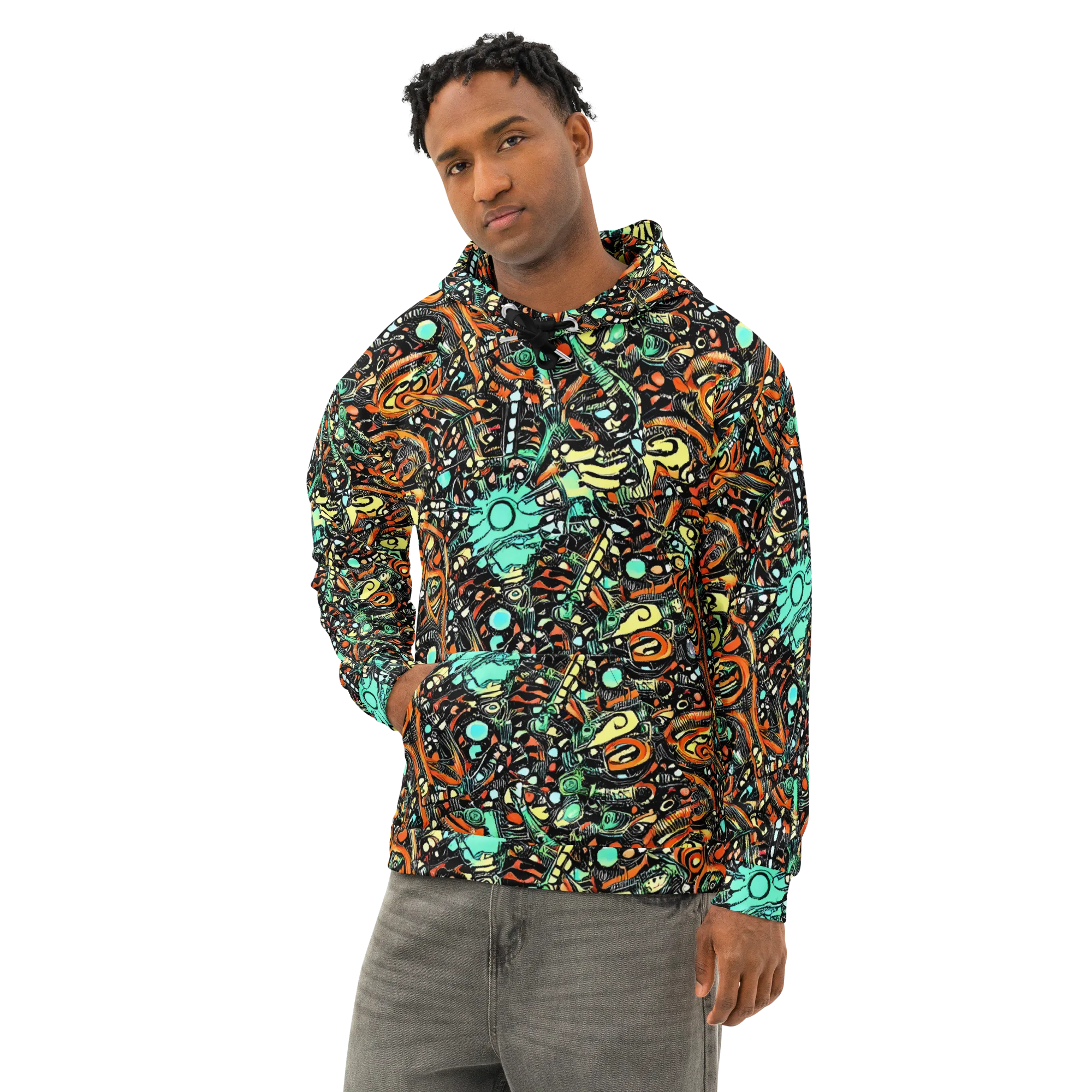 Neon Rumble on Cotton Hoodie — Left Front