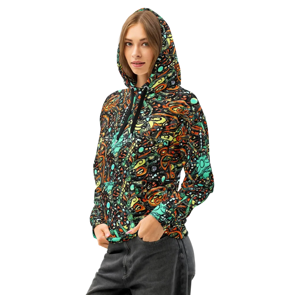 Neon Rumble on Cotton Hoodie — Left Front