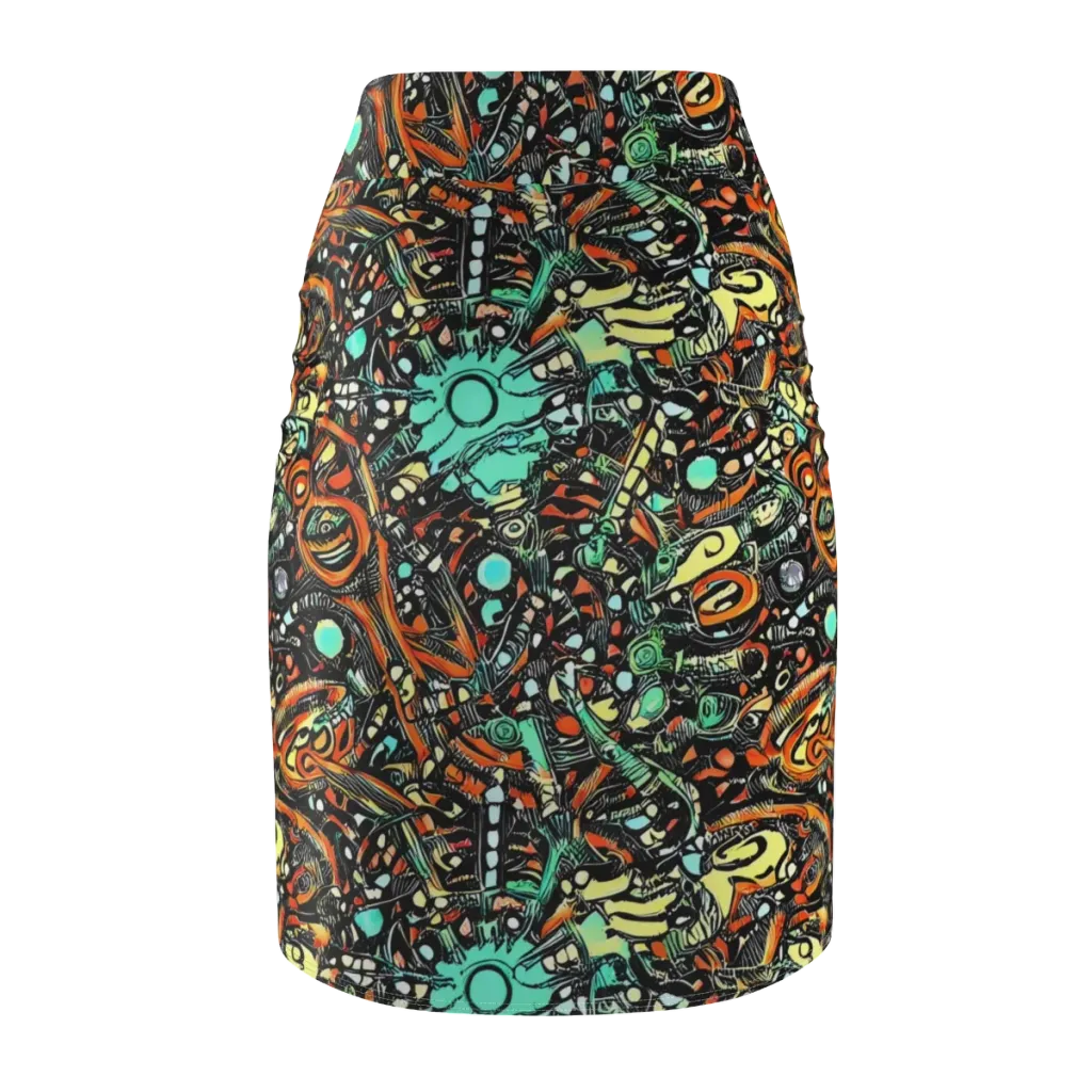 Neon Rumble on Pencil Skirt — Back