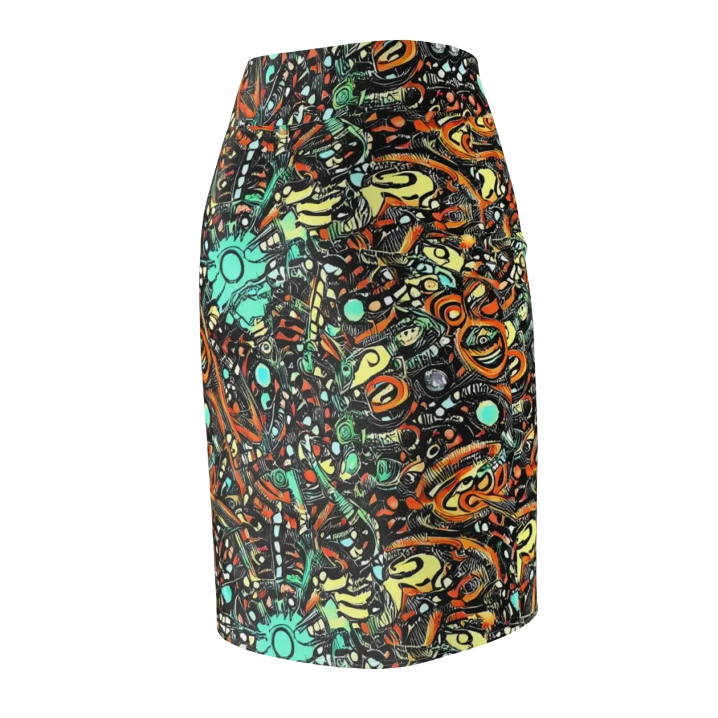 Neon Rumble on Pencil Skirt — Back Side