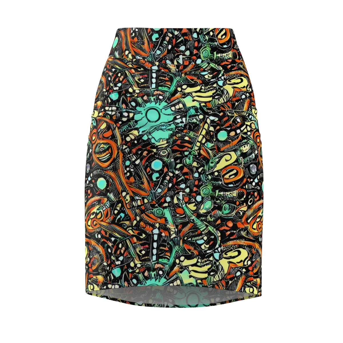 Neon Rumble on Pencil Skirt — Front