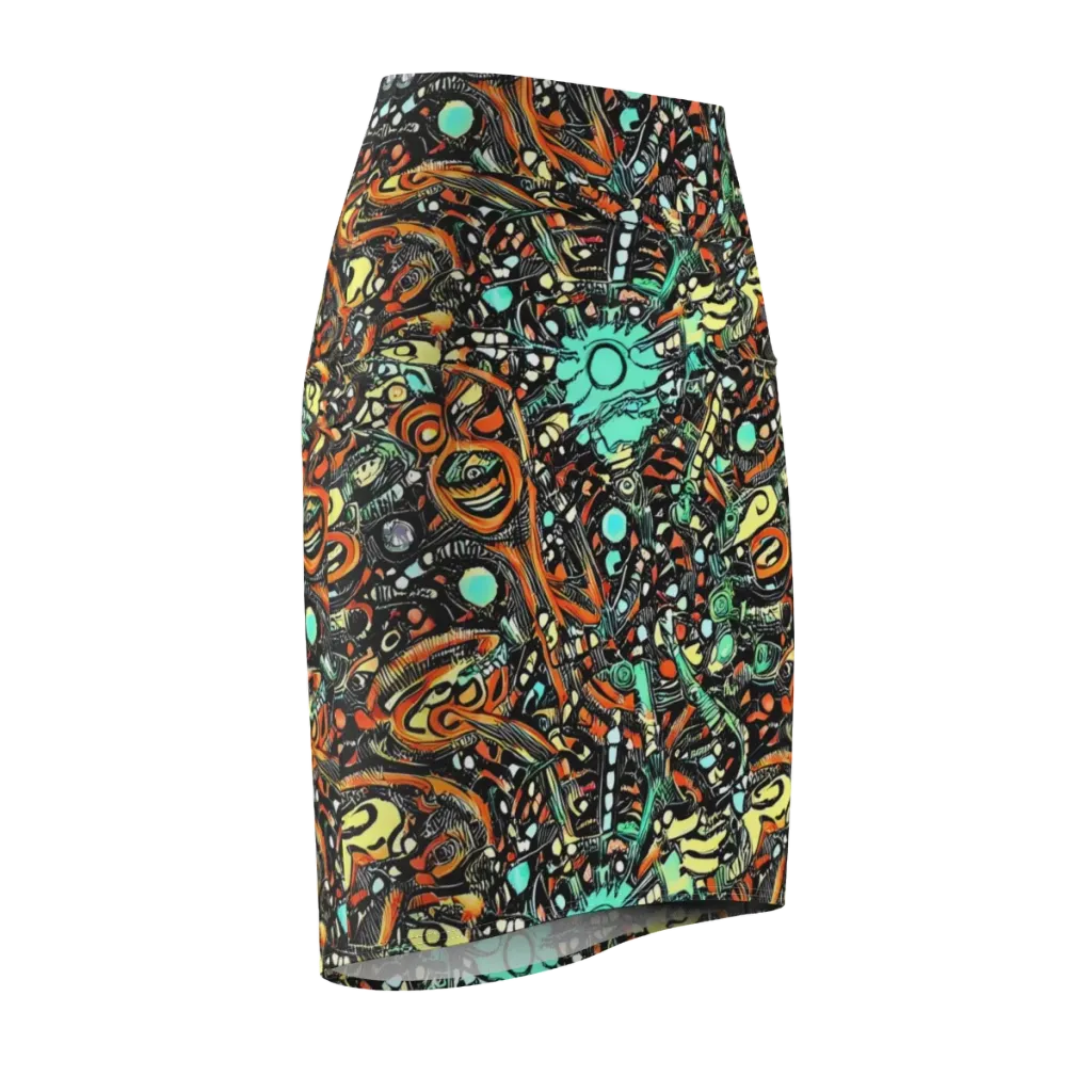 Neon Rumble on Pencil Skirt — Front Side