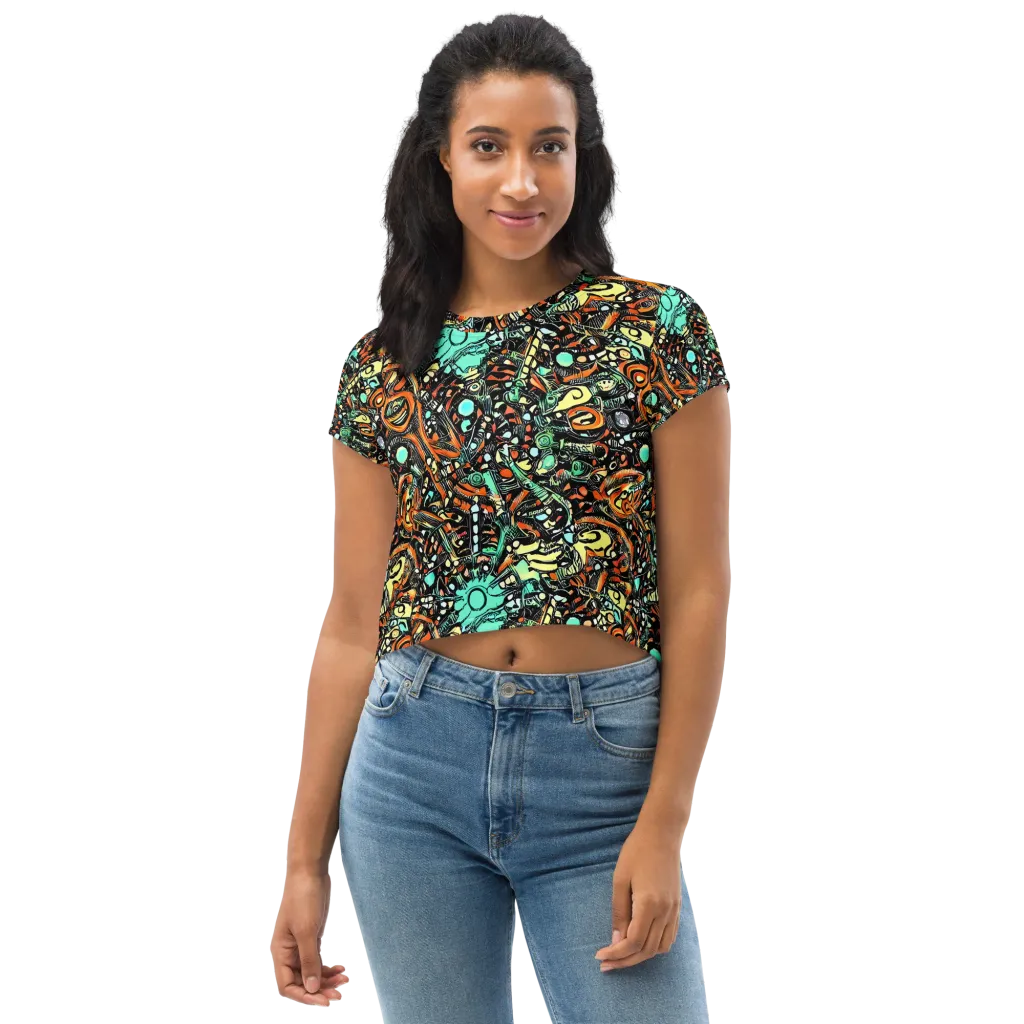 Neon Rumble on Crop Tee — Front