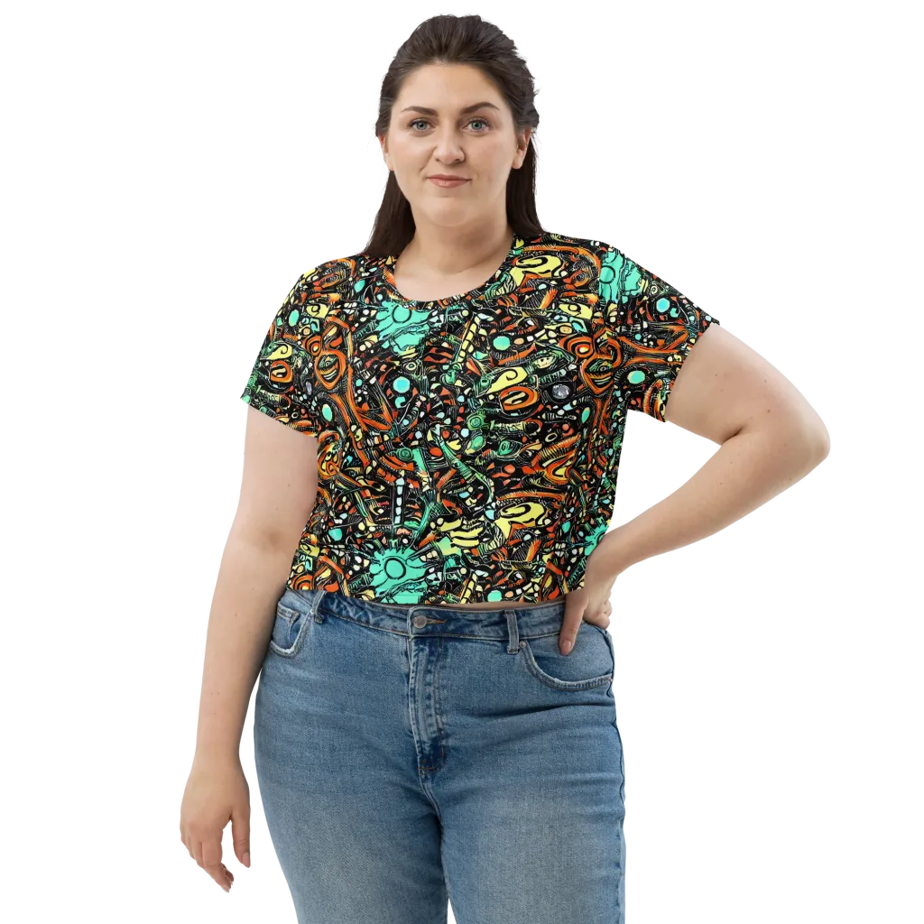 Neon Rumble on Crop Tee — Front