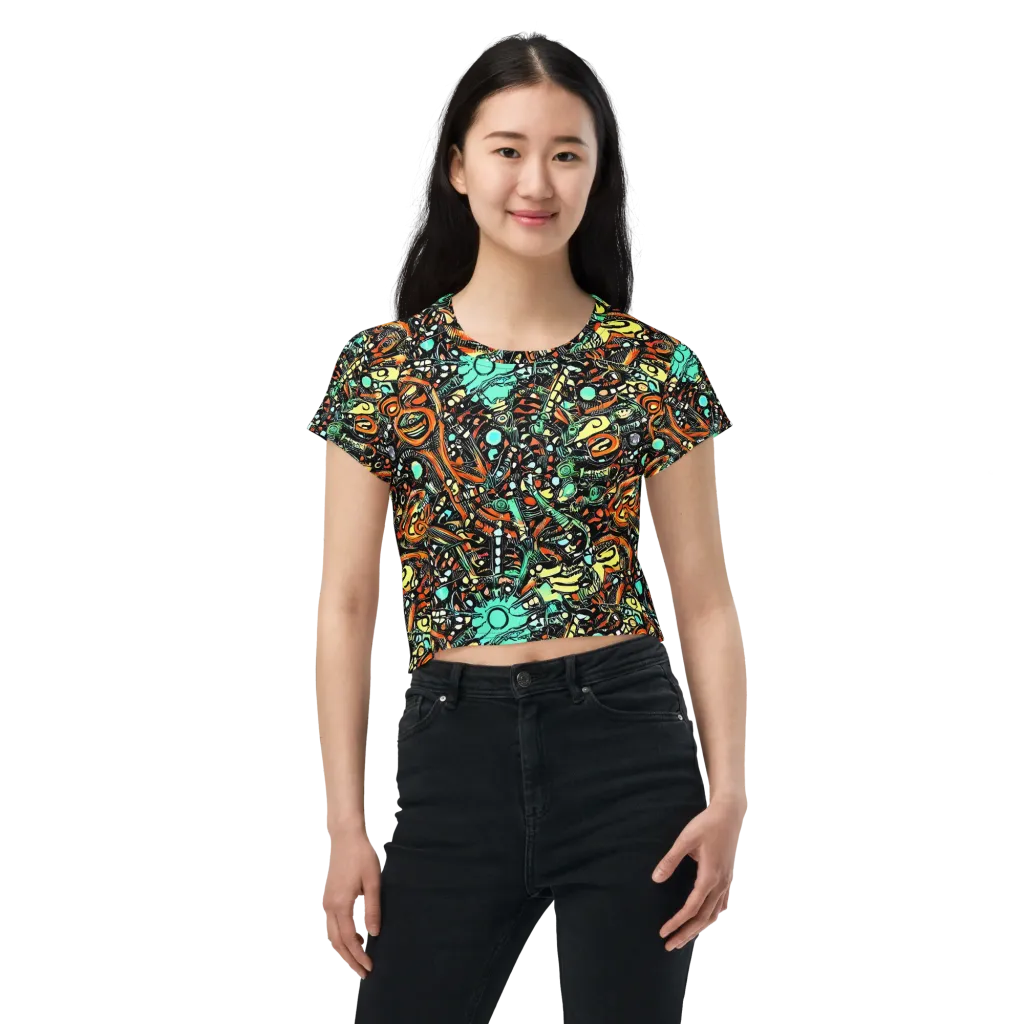 Neon Rumble on Crop Tee — Front