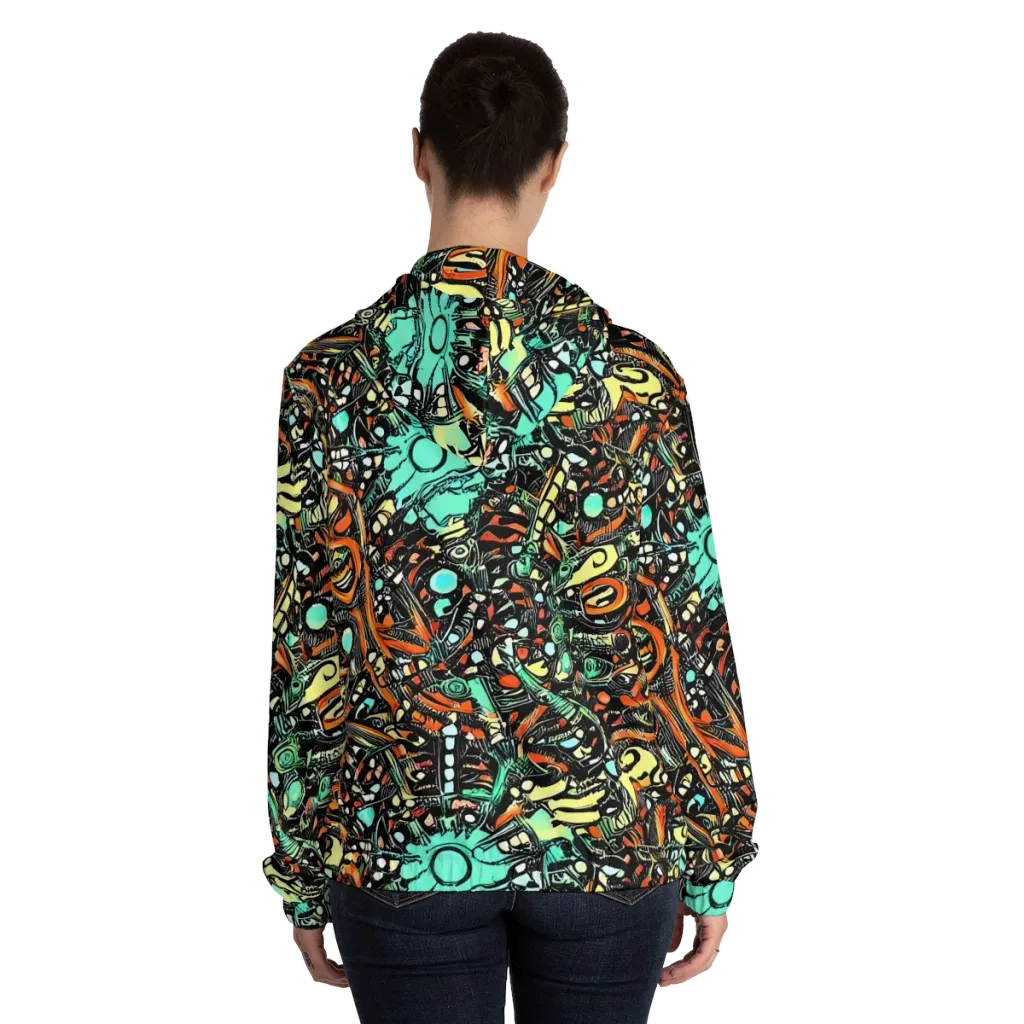 Neon Rumble on Women's Full-Zip Hoodie — Back On Person
