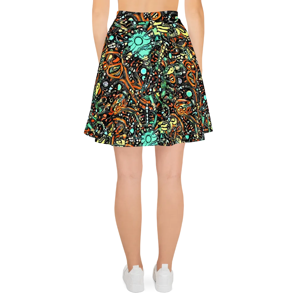 Neon Rumble on Skater Skirt — Back