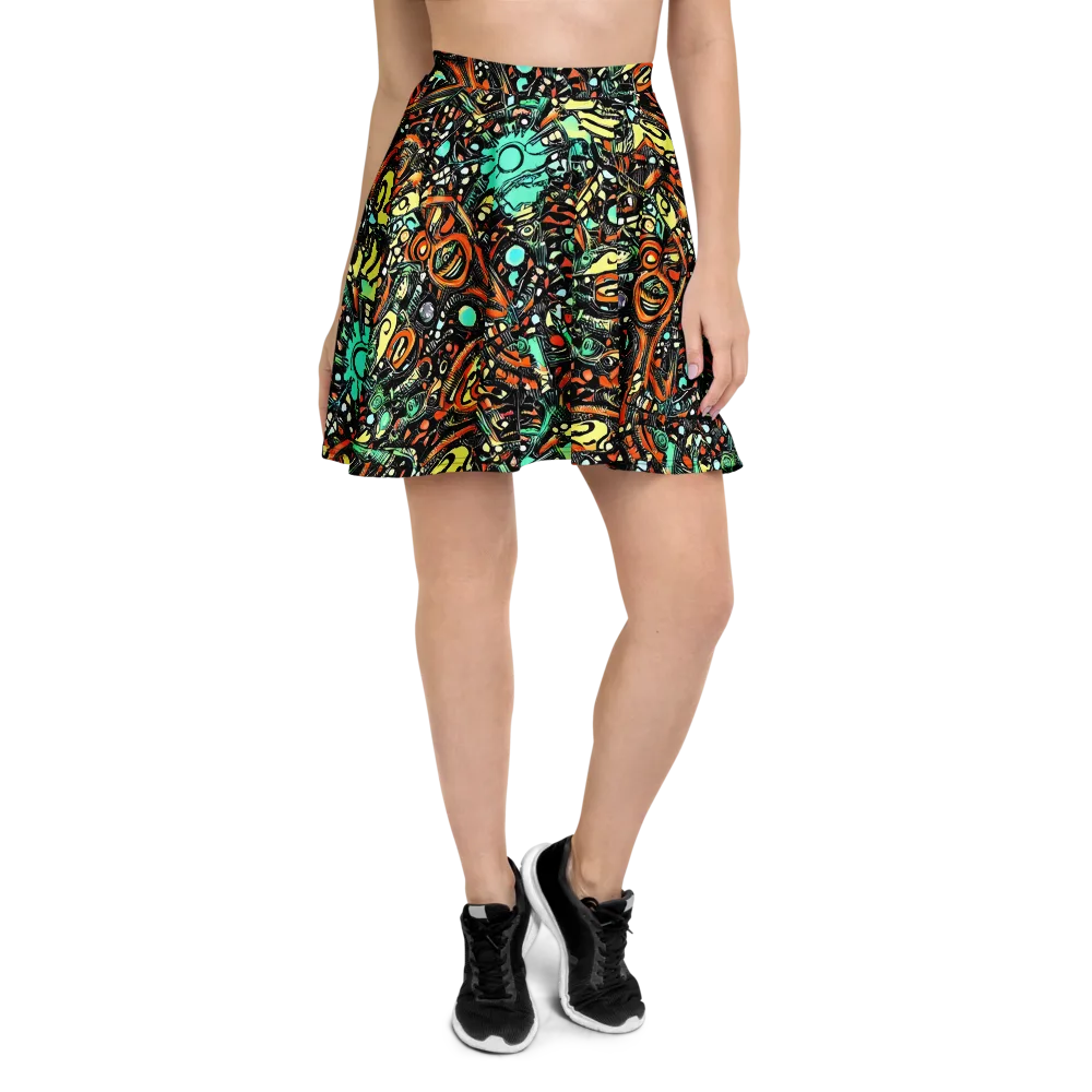 Neon Rumble on Skater Skirt — Front