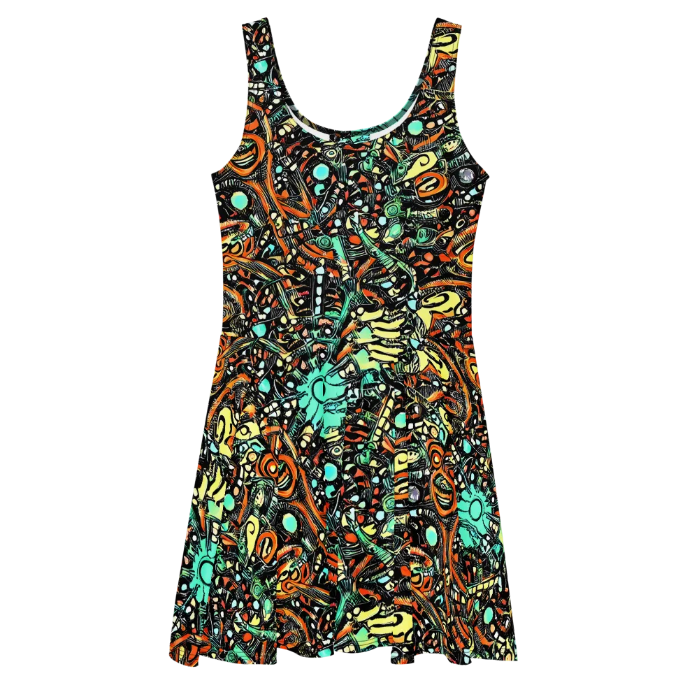 Neon Rumble on Skater Dress — Front