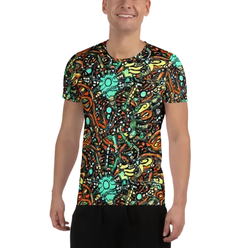 Neon Rumble on a Men's Athletic T-Shirt