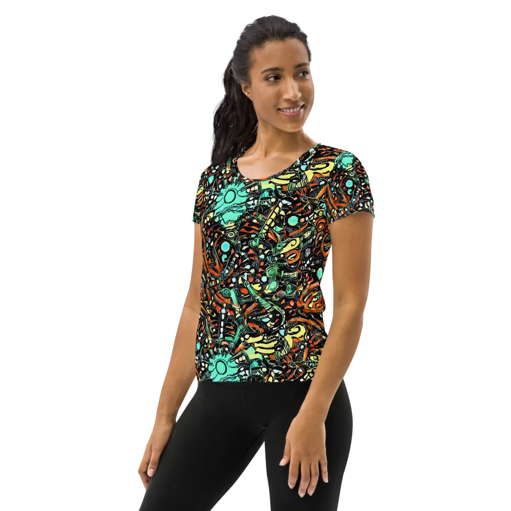 Neon Rumble on Women's Athletic T-Shirt — Left