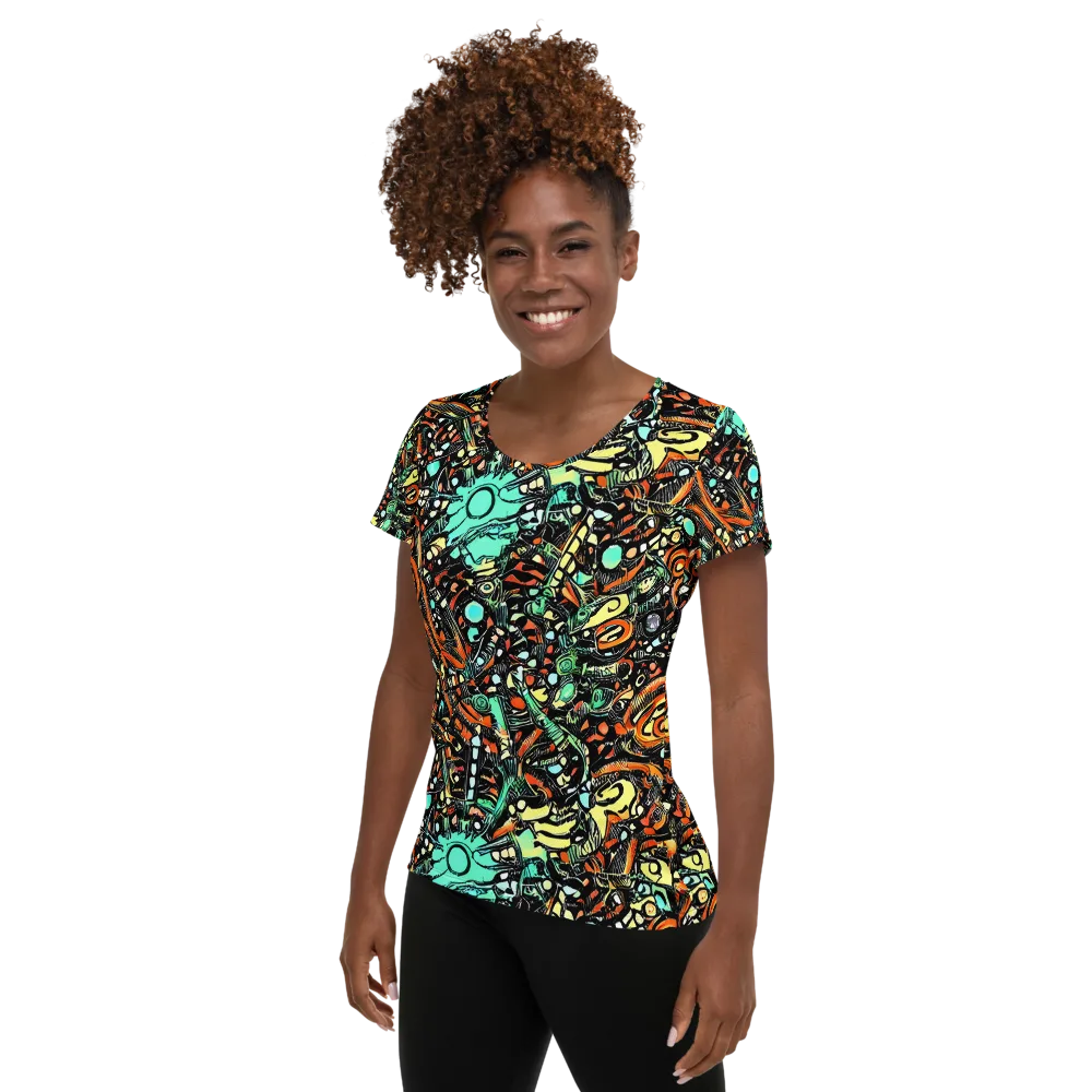 Neon Rumble on Women's Athletic T-Shirt — Left