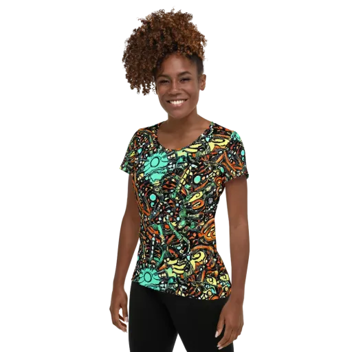 Neon Rumble on a Women's Athletic T-Shirt
