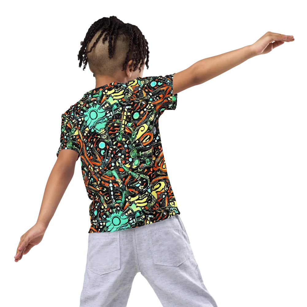 Neon Rumble on Kids Crew Neck T-Shirt — Back