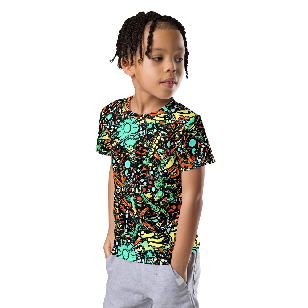 Neon Rumble on Kids Crew Neck T-Shirt — Left Front