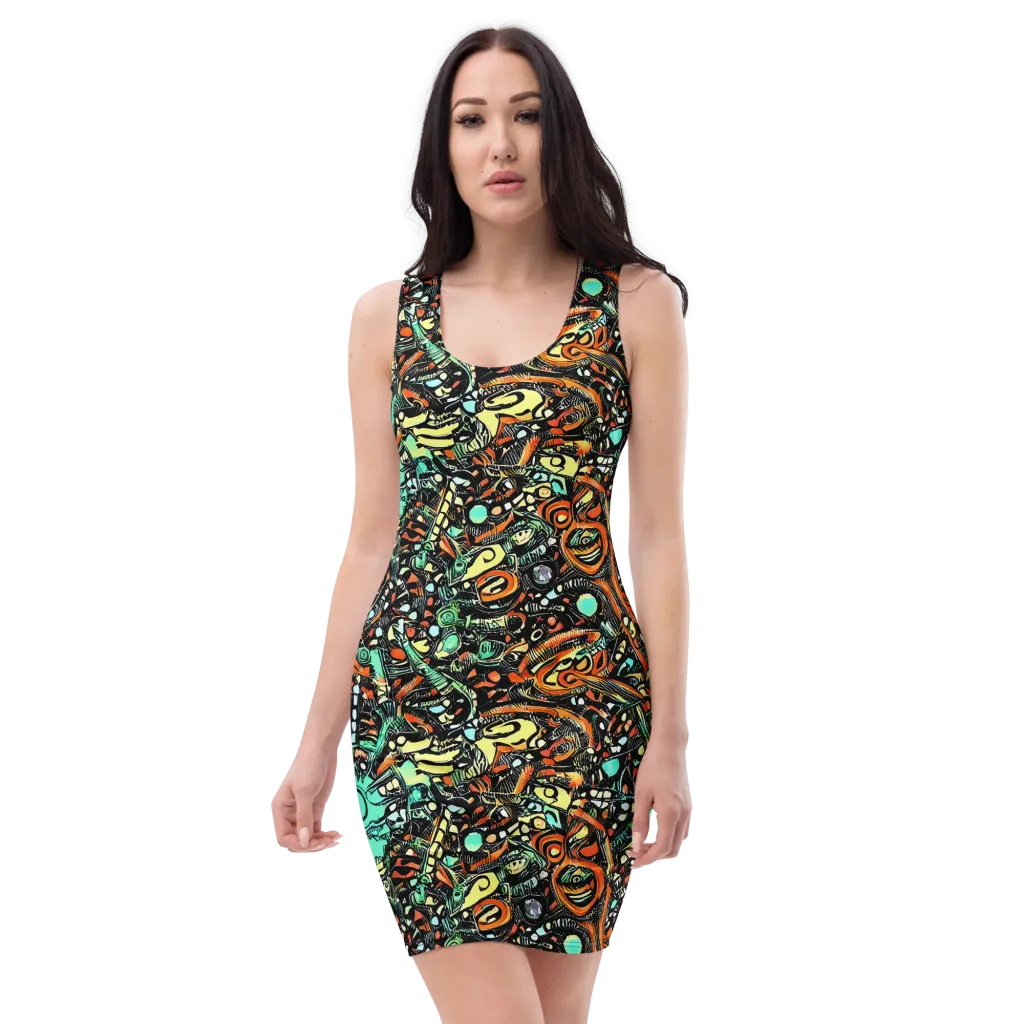 Neon Rumble on Bodycon Dress — Front