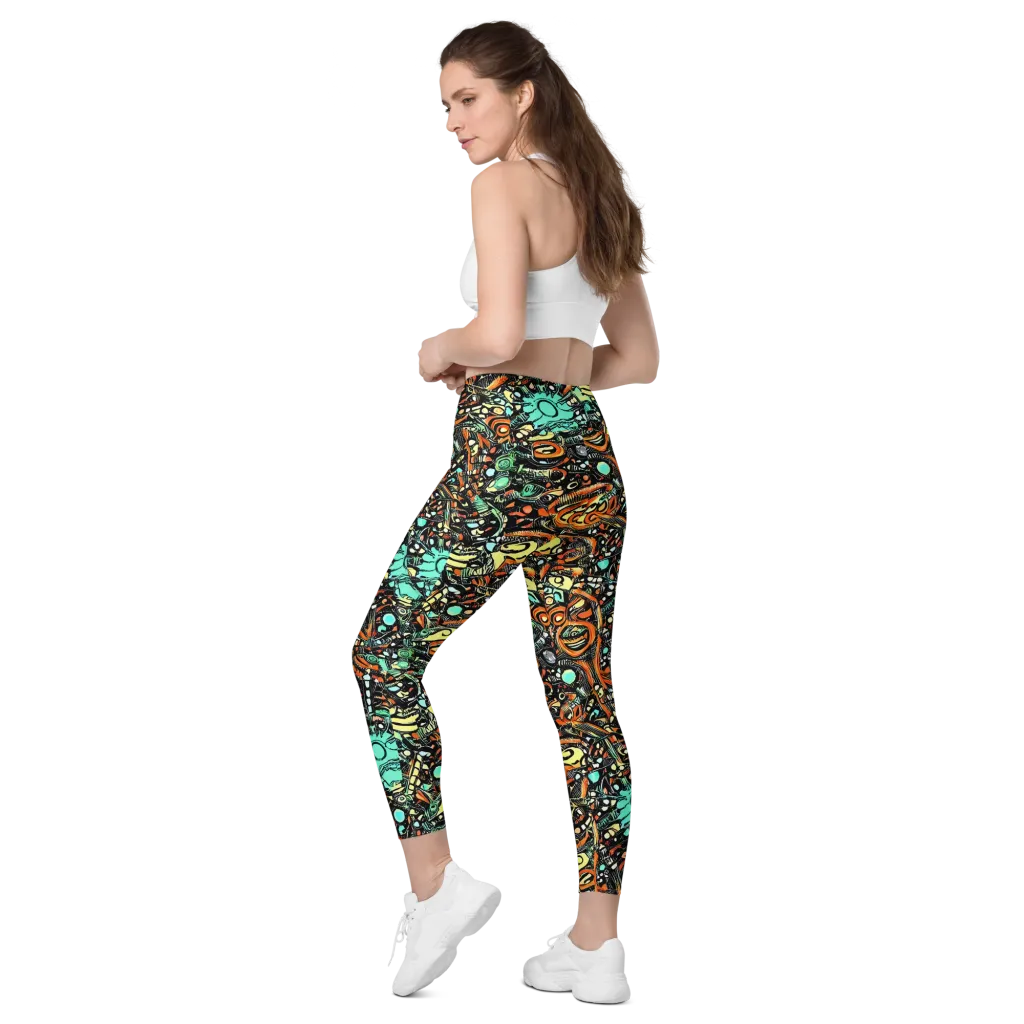 Neon Rumble on Leggings with Pockets — Left Back