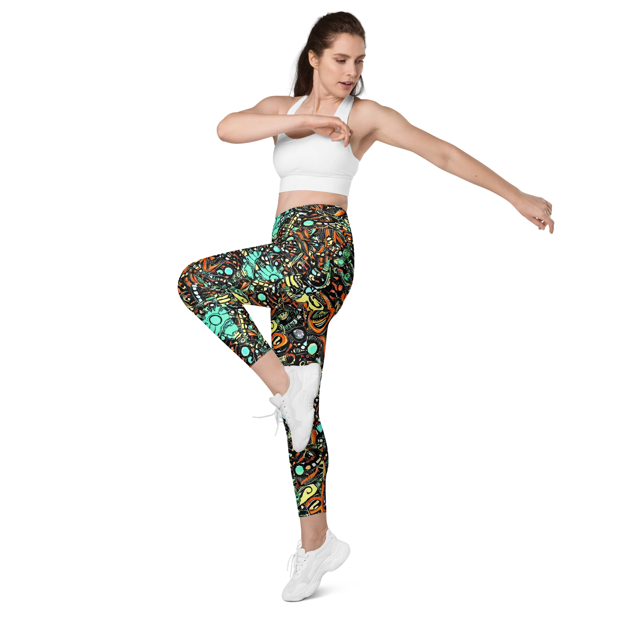 Neon Rumble on Leggings with Pockets — Left Front