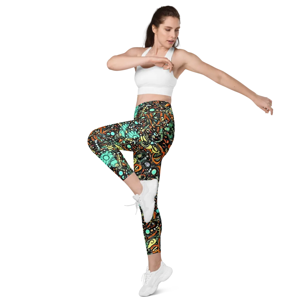 Neon Rumble on Leggings with Pockets — Left Front