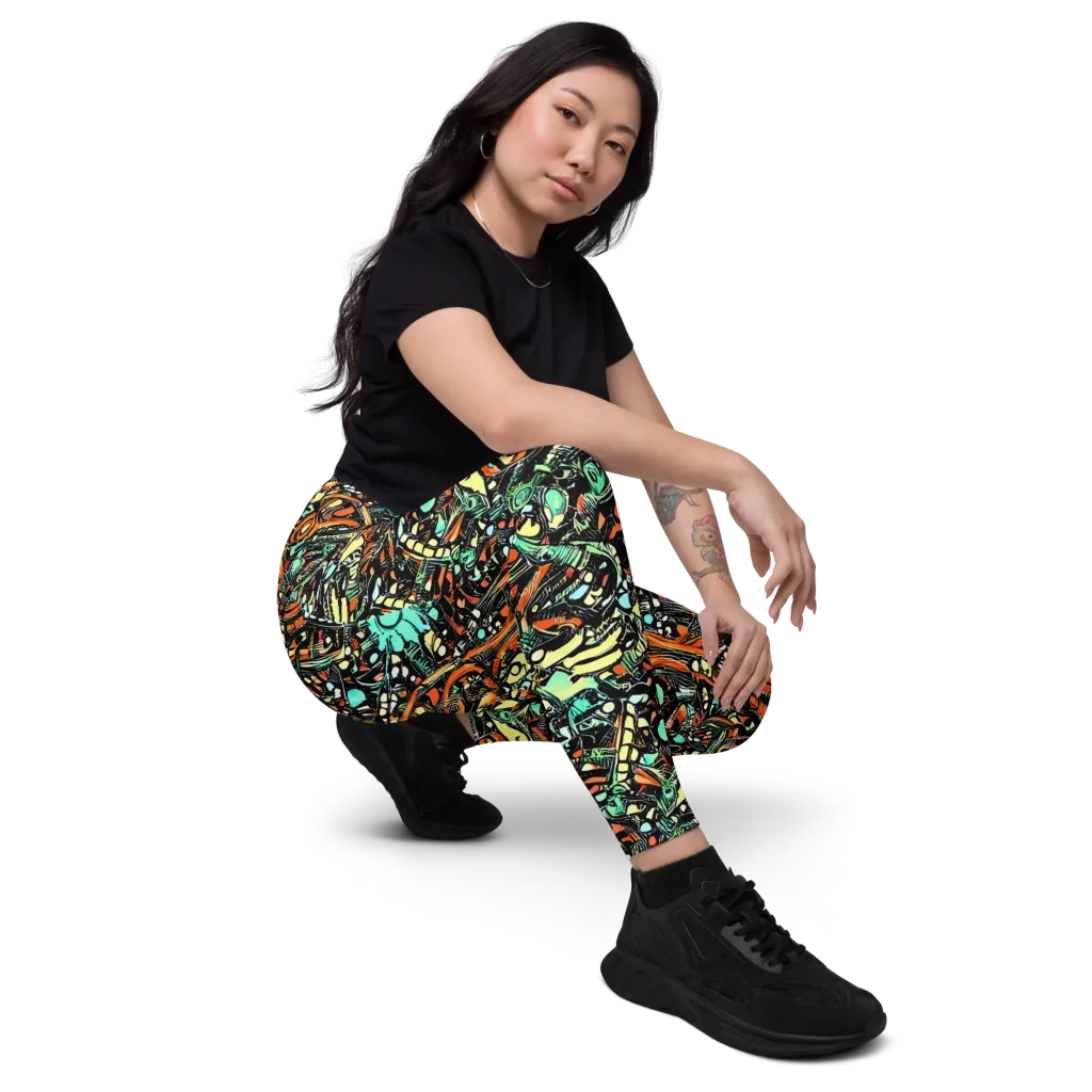 Neon Rumble on Leggings with Pockets — Right Front