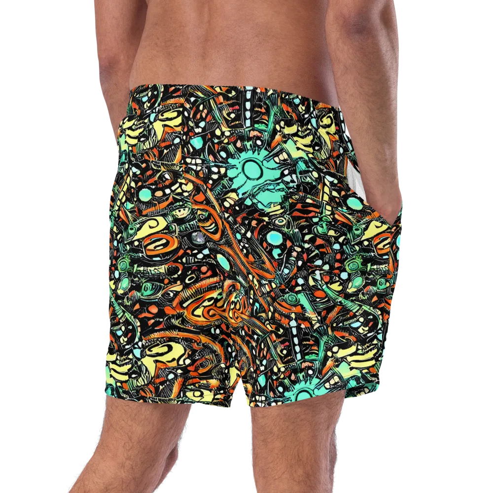 Neon Rumble on Swim Trunks — Right Back