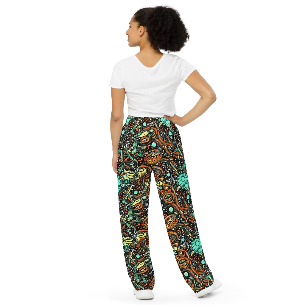 Neon Rumble on Wide-Leg Pants — Back
