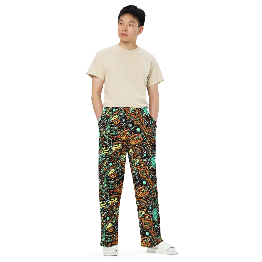 Neon Rumble on Wide-Leg Pants — Front