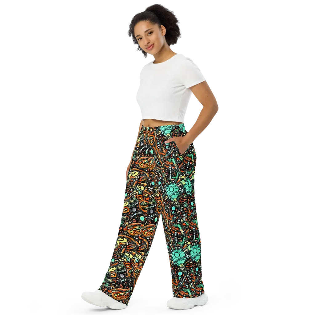 Neon Rumble on Wide-Leg Pants — Left Front