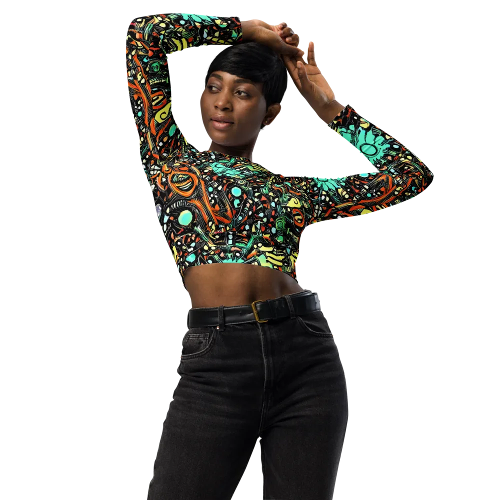 Neon Rumble on Long Sleeve Crop Top — Front