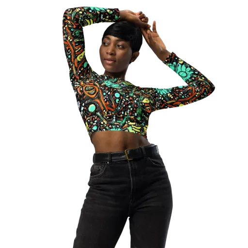Neon Rumble on a Long Sleeve Crop Top