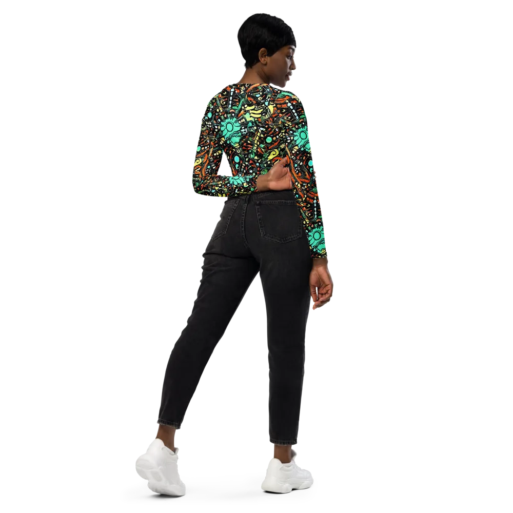 Neon Rumble on Long Sleeve Crop Top — Right Back