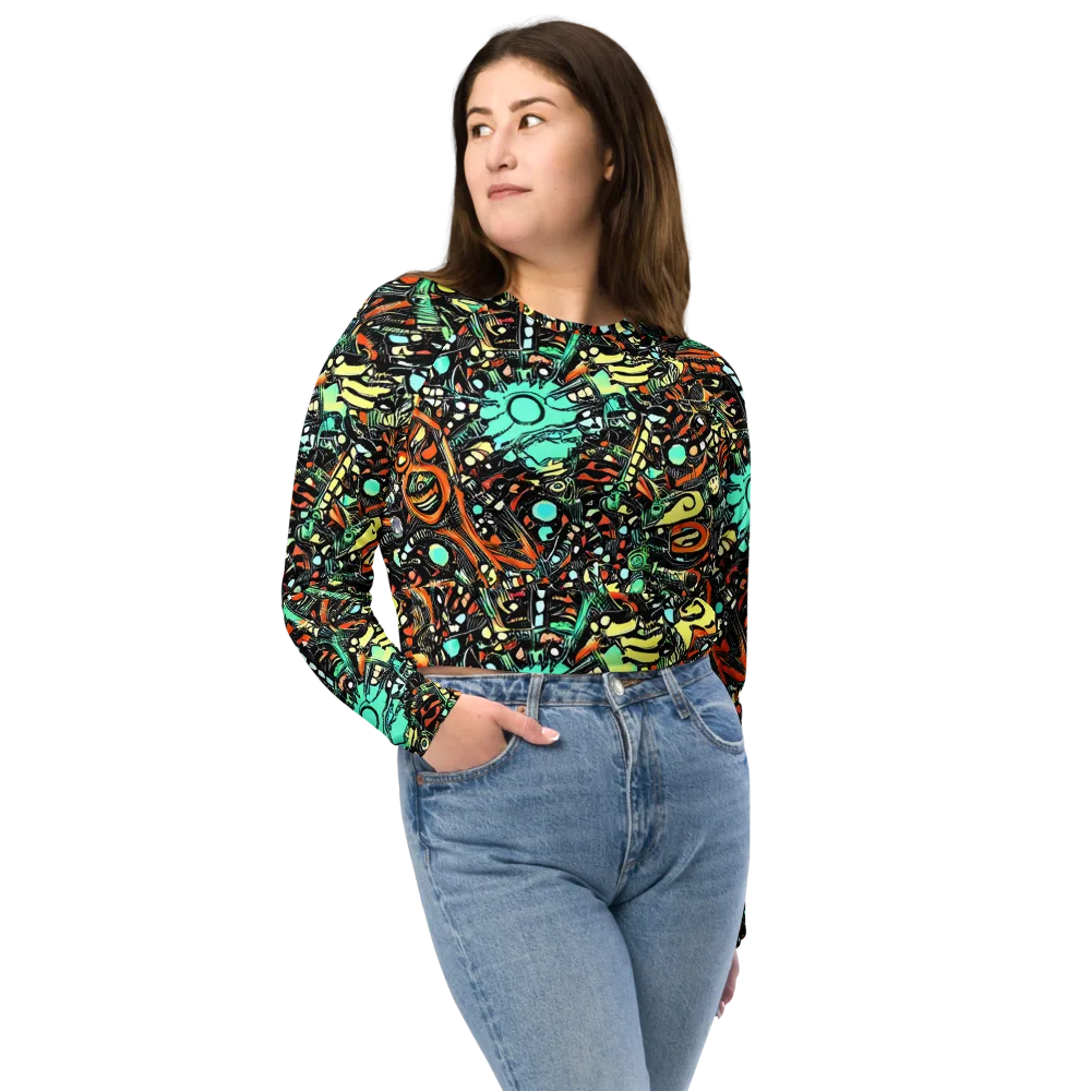 Neon Rumble on Long Sleeve Crop Top — Front