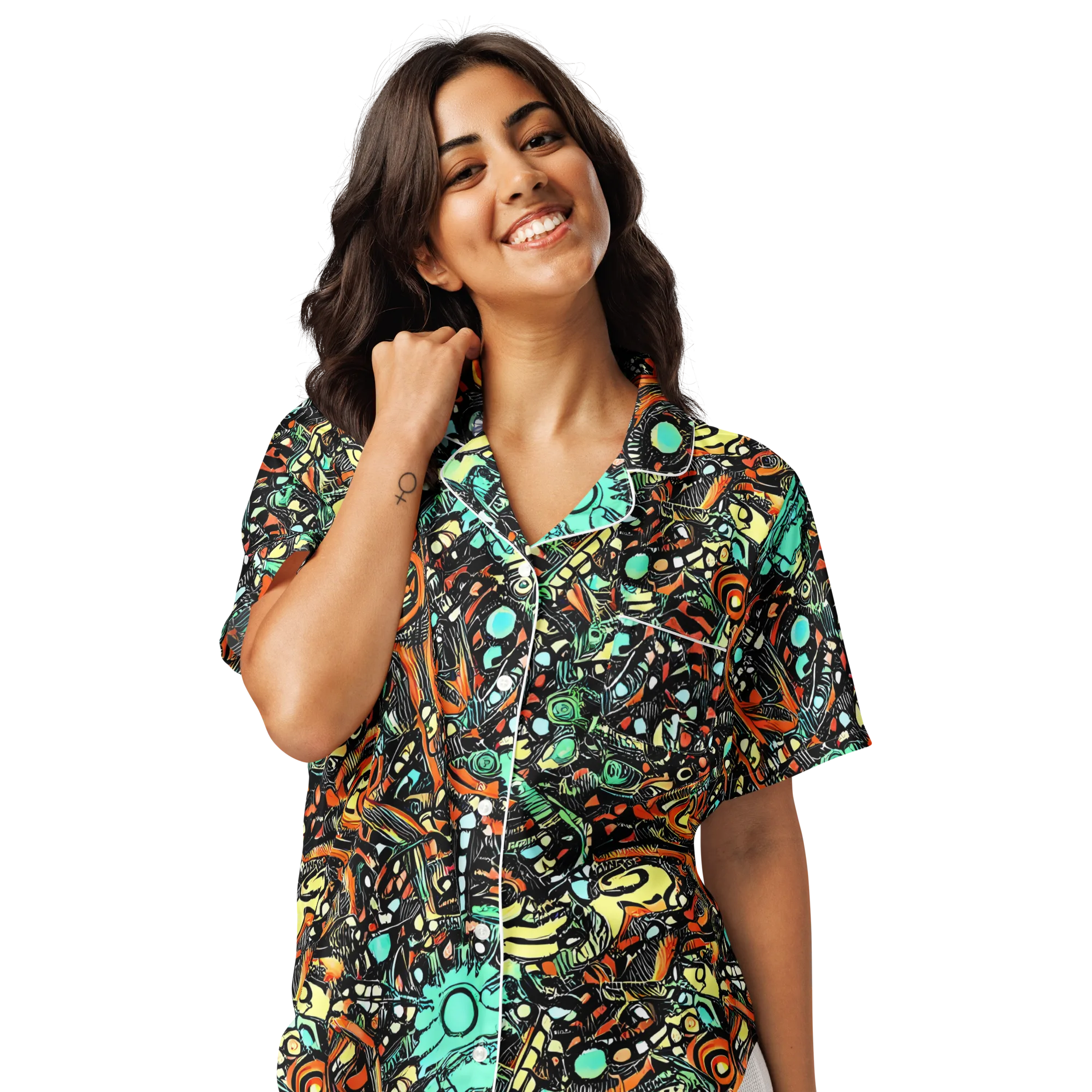 Neon Rumble on Women's Short Sleeve Pajama Top — Front