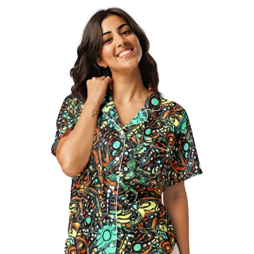 Neon Rumble on a Women's Short Sleeve Pajama Top