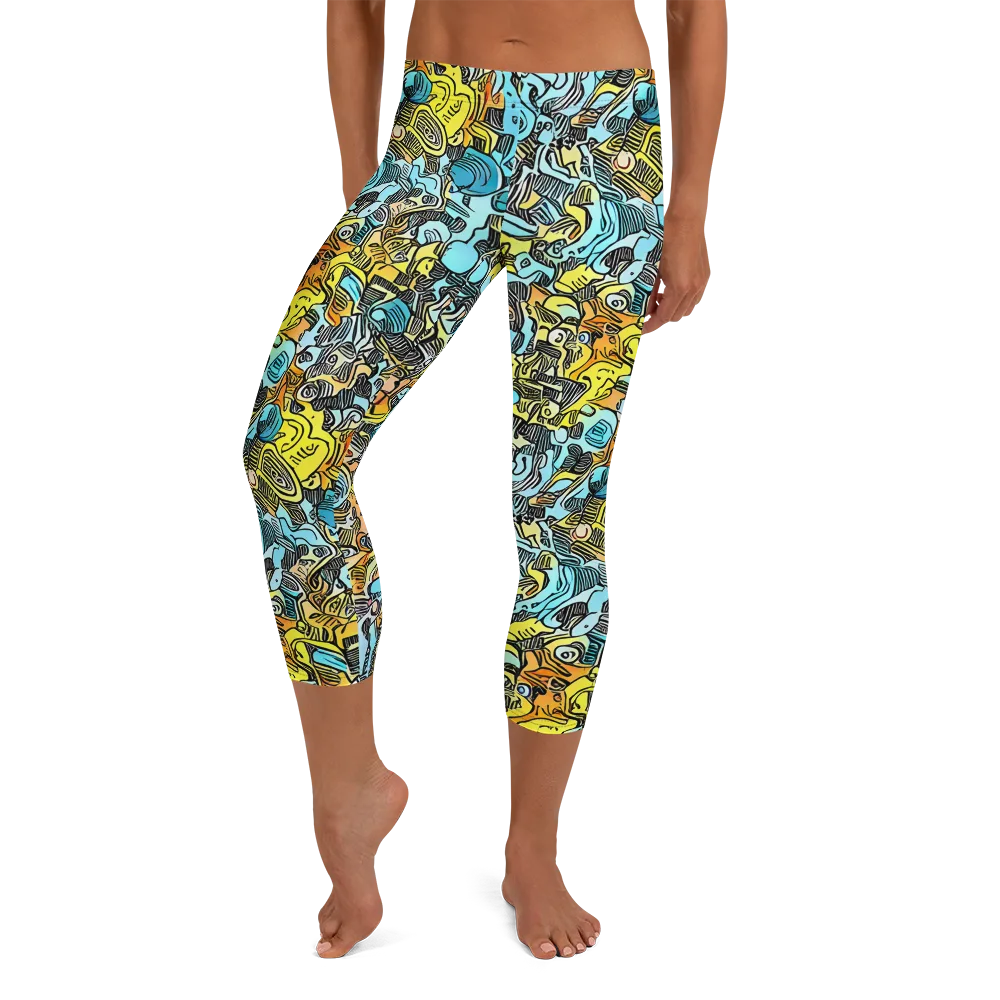 Neon Riddle on Capri Leggings — Front