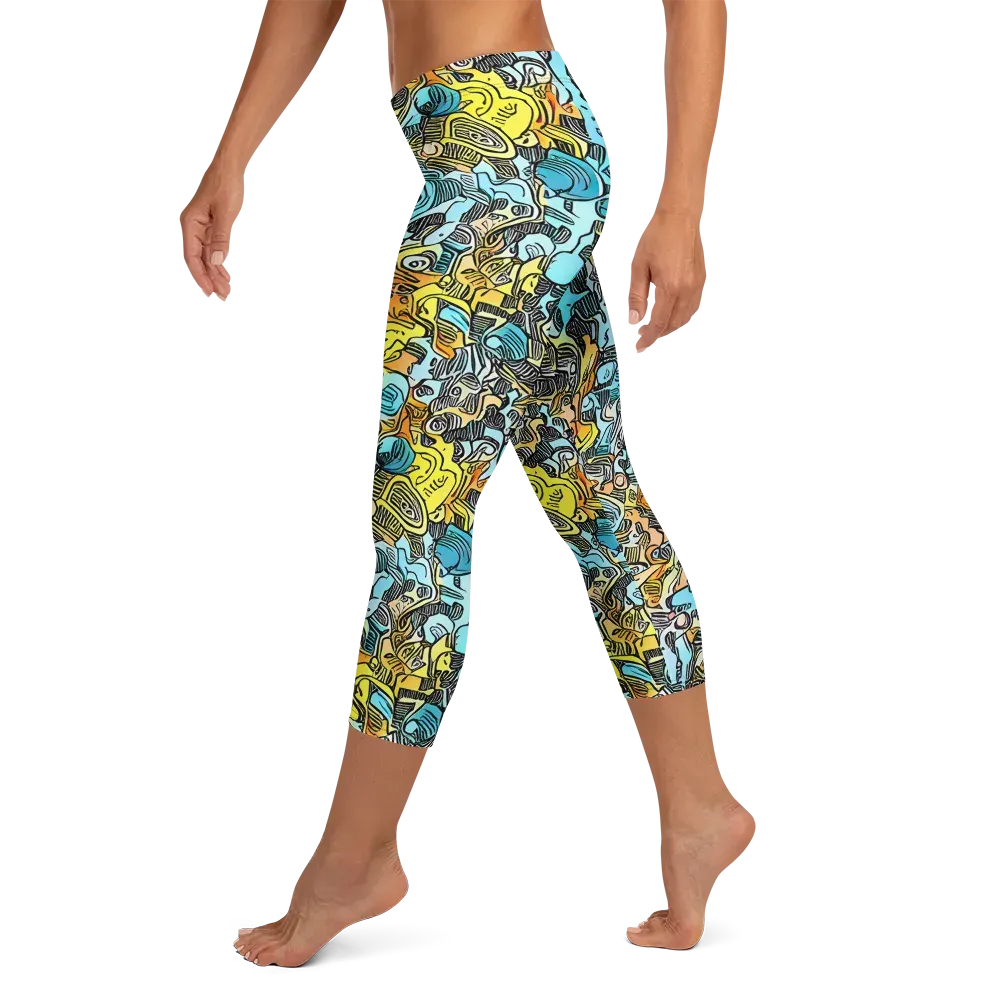 Neon Riddle on Capri Leggings — Left