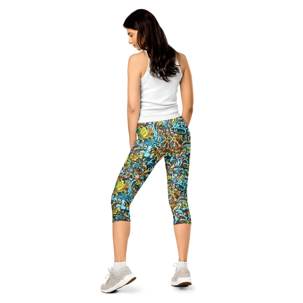 Neon Riddle on Capri Leggings — Back