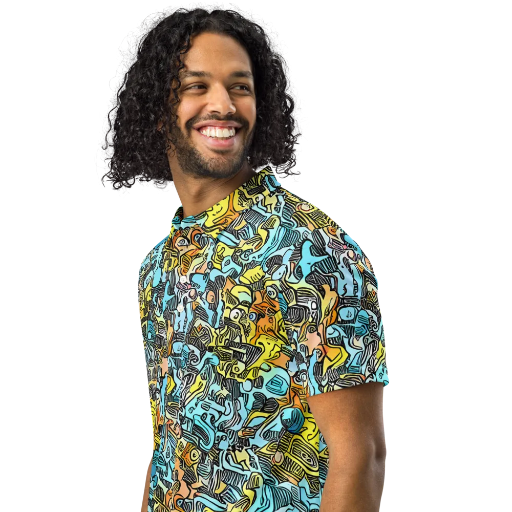 Neon Riddle on Men's Slim Fit Polo Shirt — Left Front