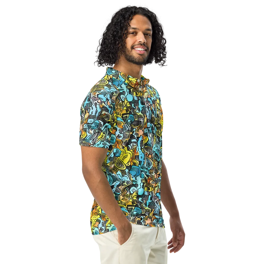 Neon Riddle on Men's Slim Fit Polo Shirt — Right Front
