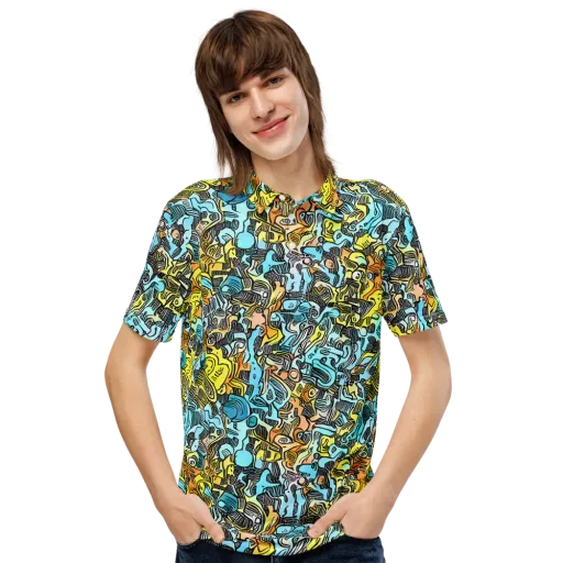 Neon Riddle on a Men's Slim Fit Polo Shirt