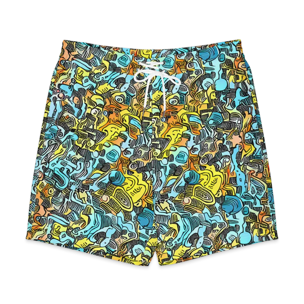 Neon Riddle on Men's Board Shorts — Front