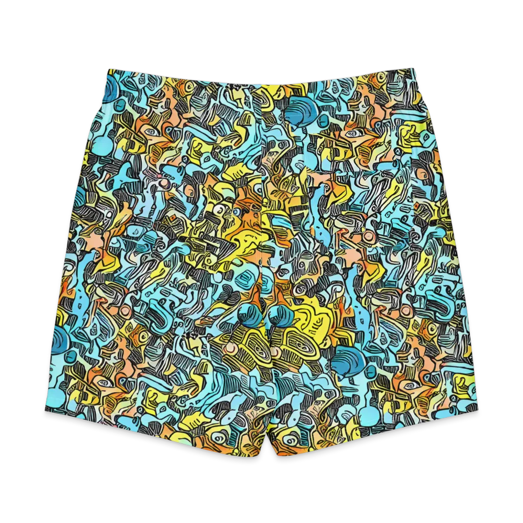 Neon Riddle on Men's Board Shorts — Back