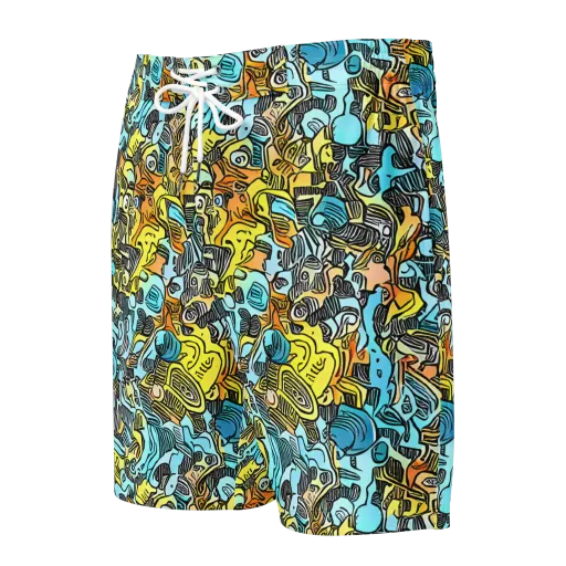 Neon Riddle on a Men's Board Shorts